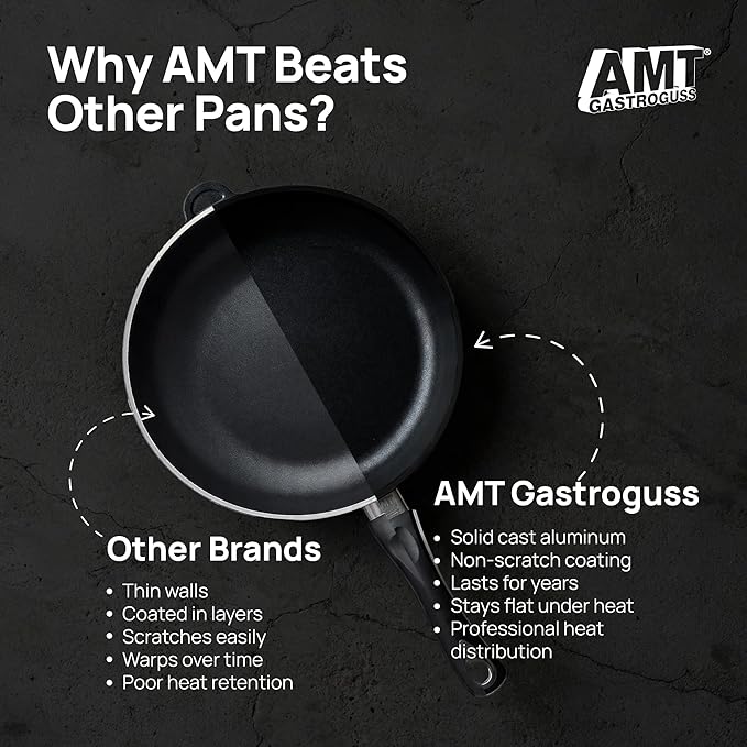 AMT Gastroguss The World´S [.] Casserole Frying pan for Induction, Diameter 28 cm, Height 7 cm, die-cast Aluminium, Lotan® Non-Stick Coating, for Fat-Free-Frying, AMZN-I-728-US