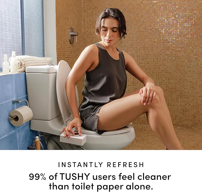 TUSHY Classic 3.0 Bidet Toilet Seat Attachment - A Non-Electric Self Cleaning Water Sprayer with Adjustable Water Pressure Nozzle, Angle Control & Easy Home Installation (Platinum)