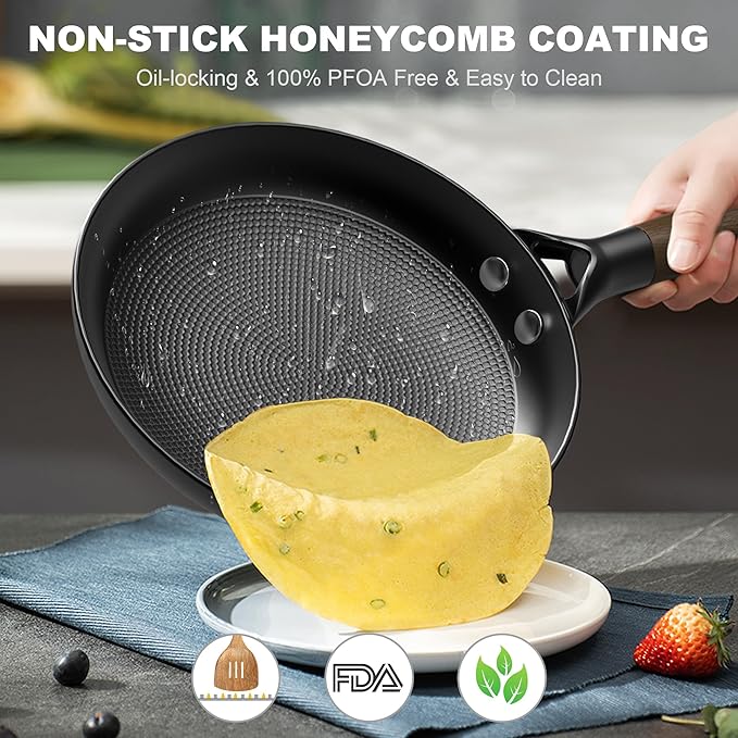 8" Cast Iron Skillets, Non Stick Frying Pan with Removable Handle, Oven & Dishwasher Safe Cooking Pan Compatible with All Stovetops