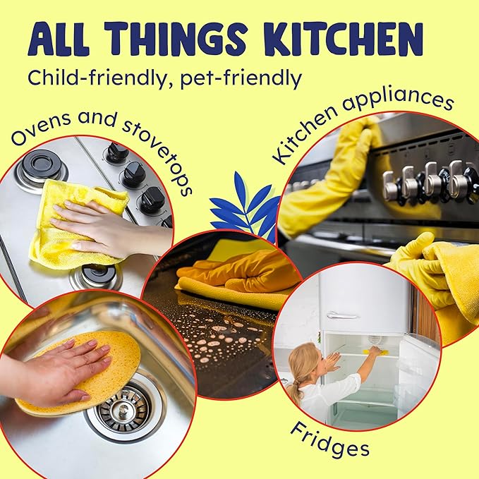 Originally Yellow Plant-Based Kitchen Cleaner | Powered by Natural Vinegar & Infused with Organic Lemon | Multipurpose Kitchen Counter Cleaner Works on Tile, Wood, Granite, & Marble, 16 Fl Oz (3-Pack)