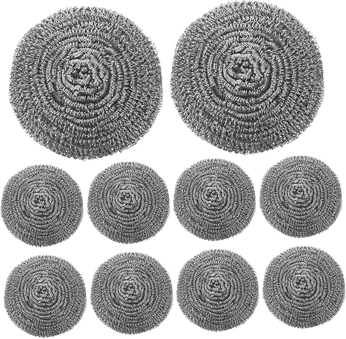 PartyKindom 20-Pack Stainless Steel Scrubbers Dish Cleaning Pads for Pots Pans Steel Scrubbers for Kitchen Use