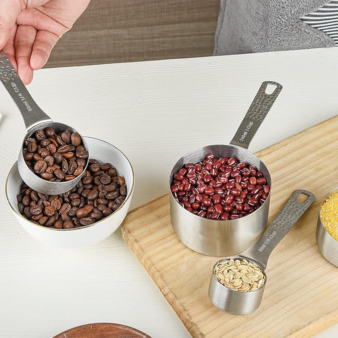 Smithcraft Measuring Cups and Spoons Set 11, Metric & US 18/8 Stainless Steel Measuring Cups and Spoons Set for Dry & Liquid, Metal 5 Measure Cups & 6 Measuring Spoons Set for Kitchen & Baking