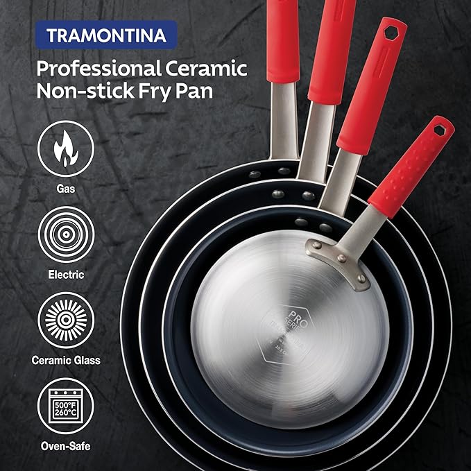 Tramontina Professional 14-Inch Ceramic Non Stick Extra Large Frying Pan, Heavy-Gauge Aluminum Skillet with Ceramic Nonstick Coating, Dishwasher and Oven Safe, Black