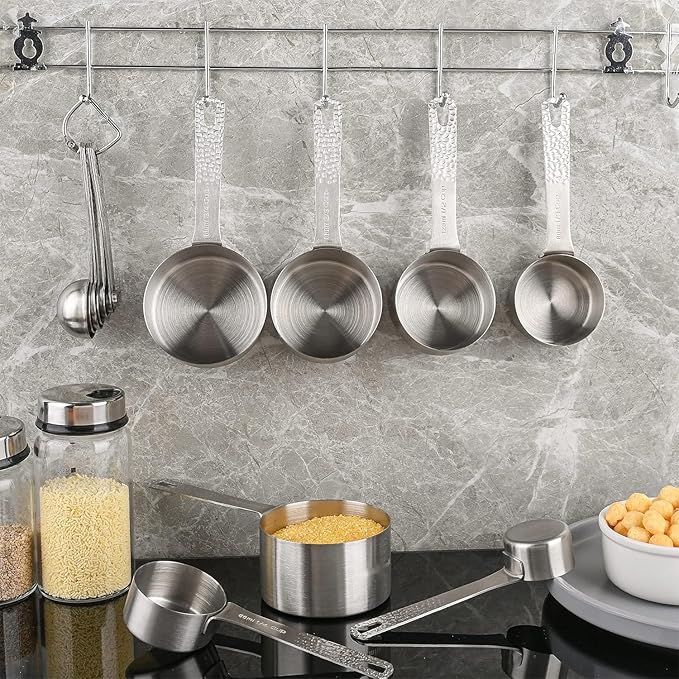 Smithcraft Measuring Cups and Spoons Set 11, Metric & US 18/8 Stainless Steel Measuring Cups and Spoons Set for Dry & Liquid, Metal 5 Measure Cups & 6 Measuring Spoons Set for Kitchen & Baking