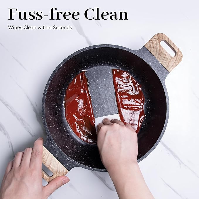 Pots and Pans Set Non Stick, 17Pcs Kitchen Cookware Sets, Granite Stone Induction Cookware Non Stick Cooking Set w/Frying Pans, Saucepans, Sauté Pan (PFOA Free), Black