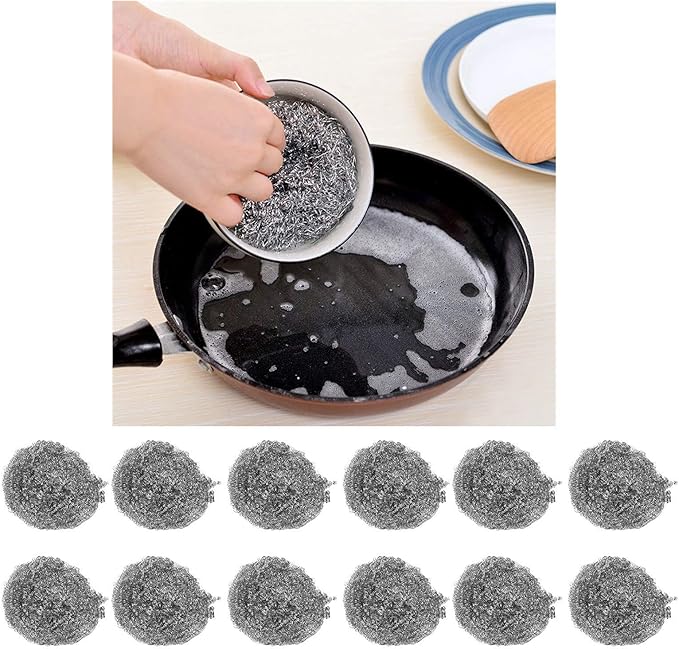 30pcs Steel Wool Scrubber, Soft Stainless Steel Steel Wool Pads Metal Dish Scrubber Metal Scouring Pads for Cleaning Dishes Pots and Pans Bathroom Oven