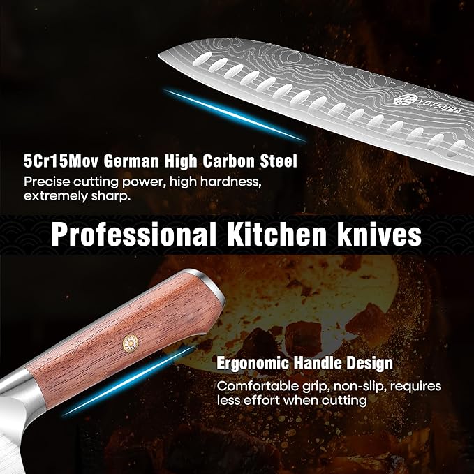 YOTSUBA Kitchen Knife Set, 7PCS Kitchen Knives Set High Carbon Stainless Steel Sharp Knife, Knives Set for Kitchen with Ergonomic Handle