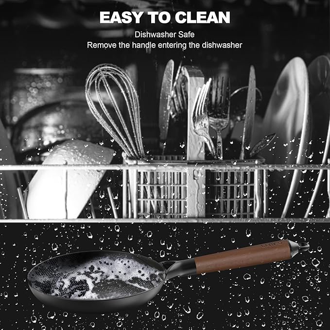 12" Cast Iron Skillets, Non Stick Frying Pans with Removable Handle & Non-Toxic Coating, Oven & Dishwasher Safe Nonstick Pan, Compatible with Gas, Electric, Induction Cooktops