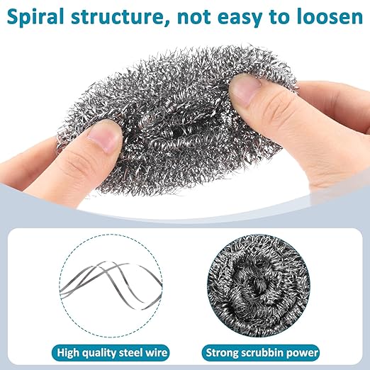 200 Pcs Stainless Steel Wool Scrubber Bulk Steel Wool Sponges Pack Metal Dishwashing Wire Scouring Pads Heavy Duty Clean Dish Pot Pan and Oven for Cleaning Kitchen Bathrooms and More