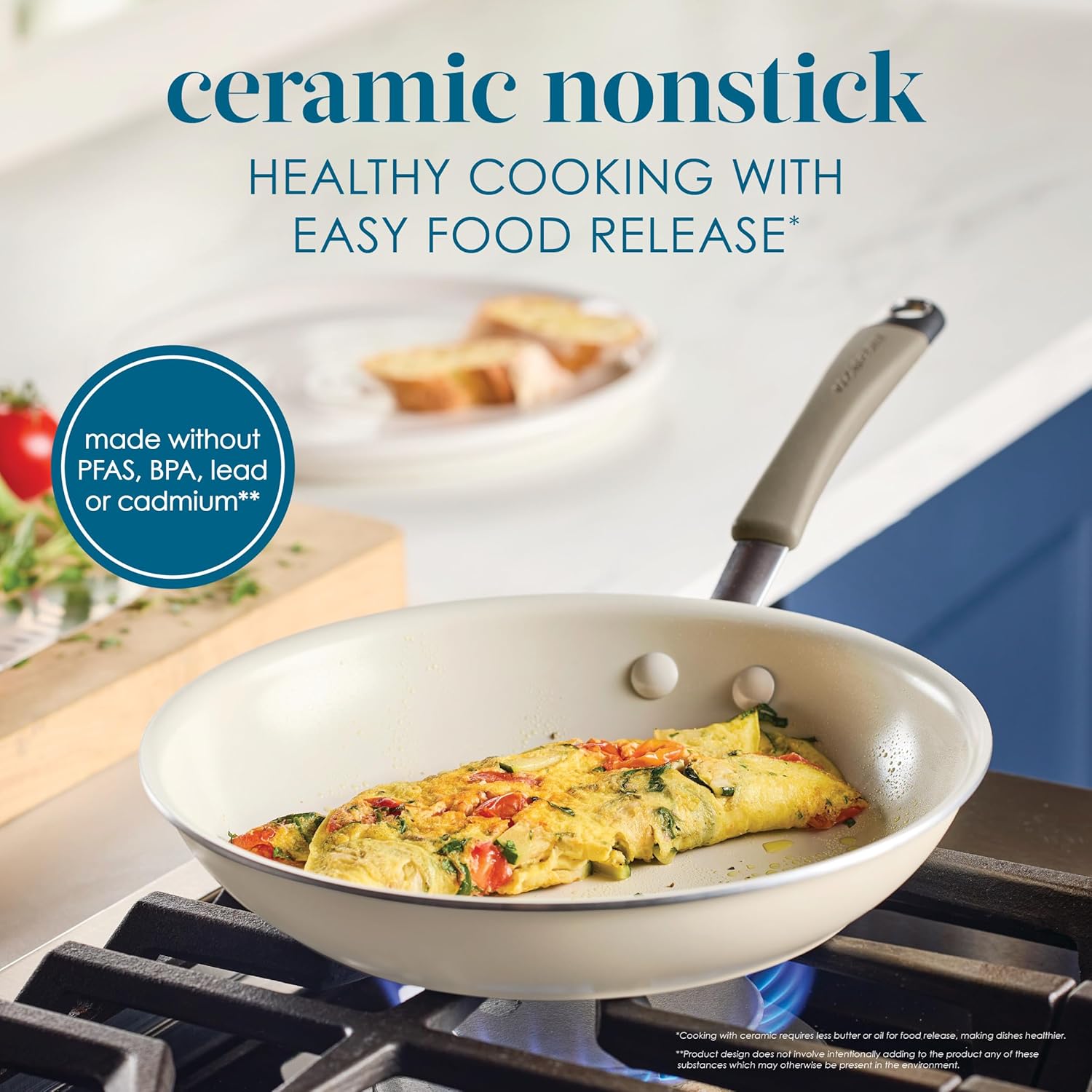 Rachael Ray Cucina Ceramic Cookware Set - 13 Pieces - Ceramic Pots and Pans Set w/Nonstick Frying Pans, Saute Pan, Saucepans, Stockpot, Lids, Pan Protectors & Cooking Utensils - Almond