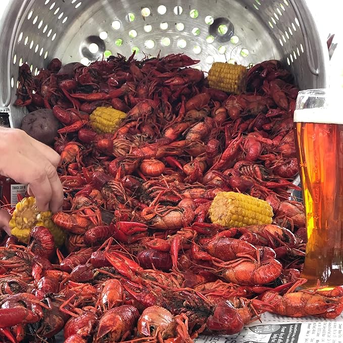 Bayou Classic 4034 34-qt Aluminum Stockpot w/Basket Features Domed Vented Lid Heavy Riveted Handles Perforated Aluminum Basket Perfect For Boiling Steaming and Canning Handcrafted Desig