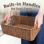 Baskets for Organizing, Undershelf Wicker Storage, Hand Woven Organizer for Closet Organization, Rectangular, Set of 3, Toffee