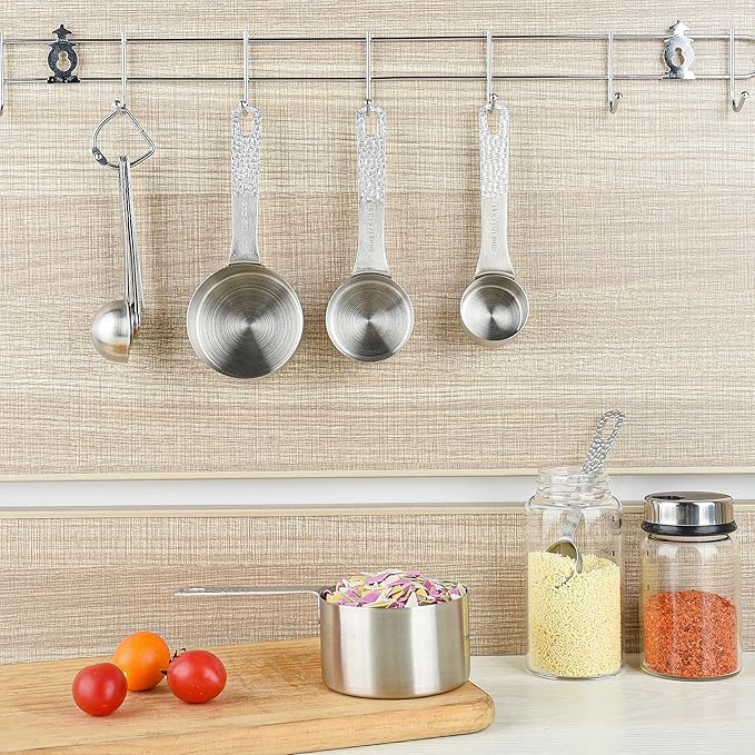Measuring Cups and Spoons Set, 18/8 Stainless Steel Measuring Cups and Spoons for Baking & Cooking, Metric & US 4 Kitchen Measure Cup and 5 Measure Spoon with Leveler for Liquid & Drying