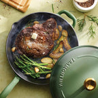 Tramontina Bestow Enameled Cast Iron Skillet with Lid, 12-inch Frying Pan, Cactus with Gold Knob